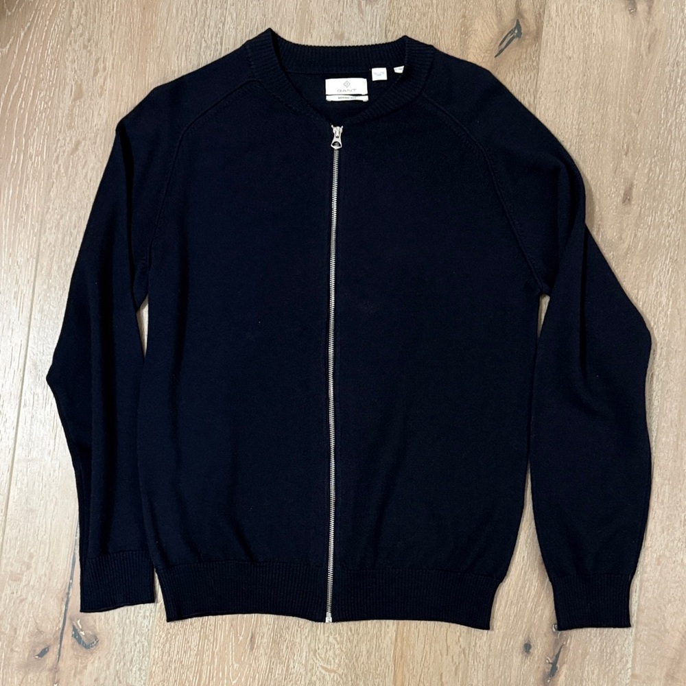 Gant Men's Navy Zip-Up Sweater Marino silk